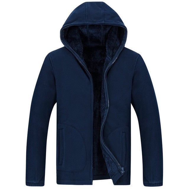 Men Hooded Casual Wool Thickened Warm Velvet Sweatshirts Zipper Jacket - Lifetane
