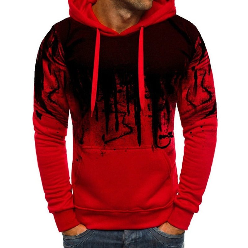 Men's Camouflage Long Sleeve Casual Sports Hoodie Red - Lifetane