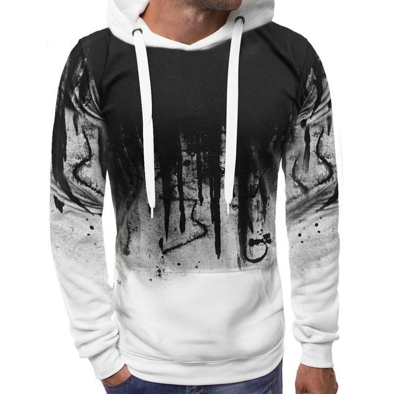 Men's Camouflage Long Sleeve Casual Sports Hoodie White - Lifetane