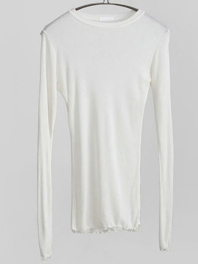 Slim High Quality Plain T Shirt Women Cotton Elastic Tops Long Sleeve - Lifetane