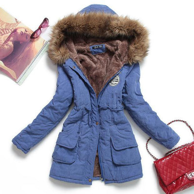 Women Thick Warm Hooded Parka Cotton Padded Coat - Lifetane