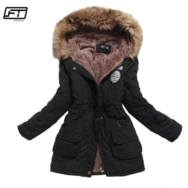 Women Thick Warm Hooded Parka Cotton Padded Coat - Lifetane